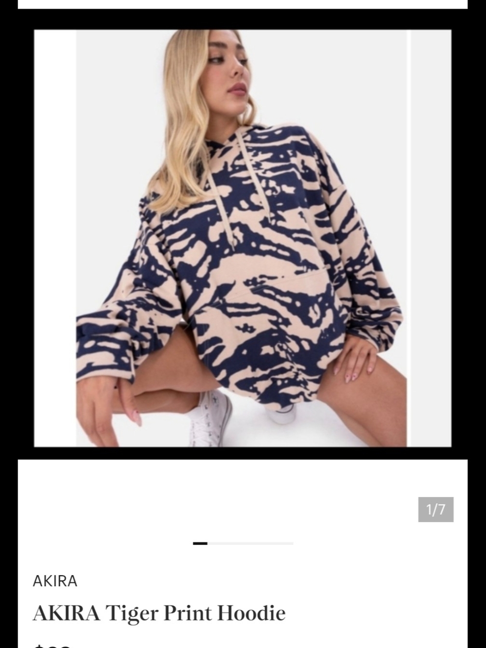 AKIRA Beige & Navy Tiger-Stripe Hoodie